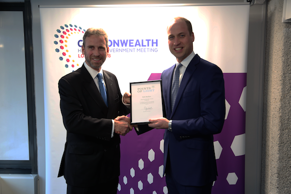 Rob Mather receiving his award from HRH Duke of Cambridge