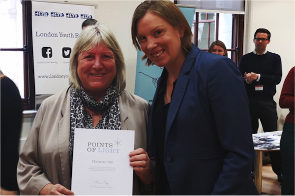 Christine Hill MBE with Tracey Crouch MP