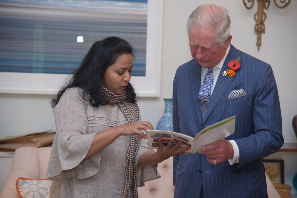 Jolly Johnson explaining her work to the Prince of Wales