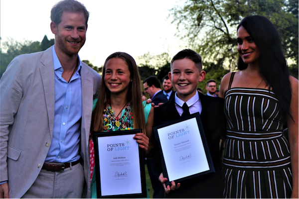 Jade Bothma and Hunter Mitchell with the Duke and Duchess of Sussex