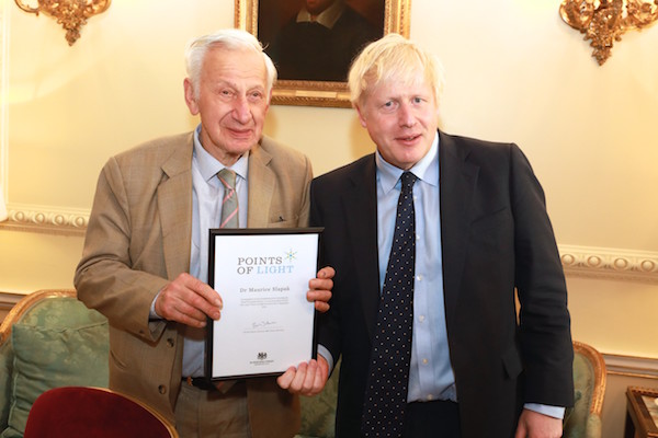 Dr Maurice Slapak and PM Boris Johnson