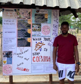 Goratagaone Seshoka sharing information about Covid-19 in his community