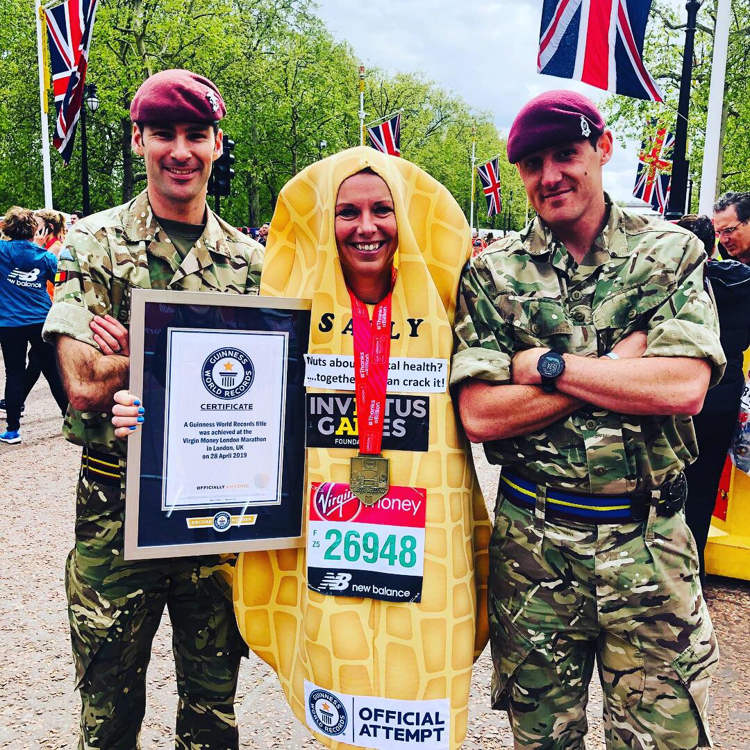 Sally Orange after the London Marathon in 2019 with her Guinness World Record