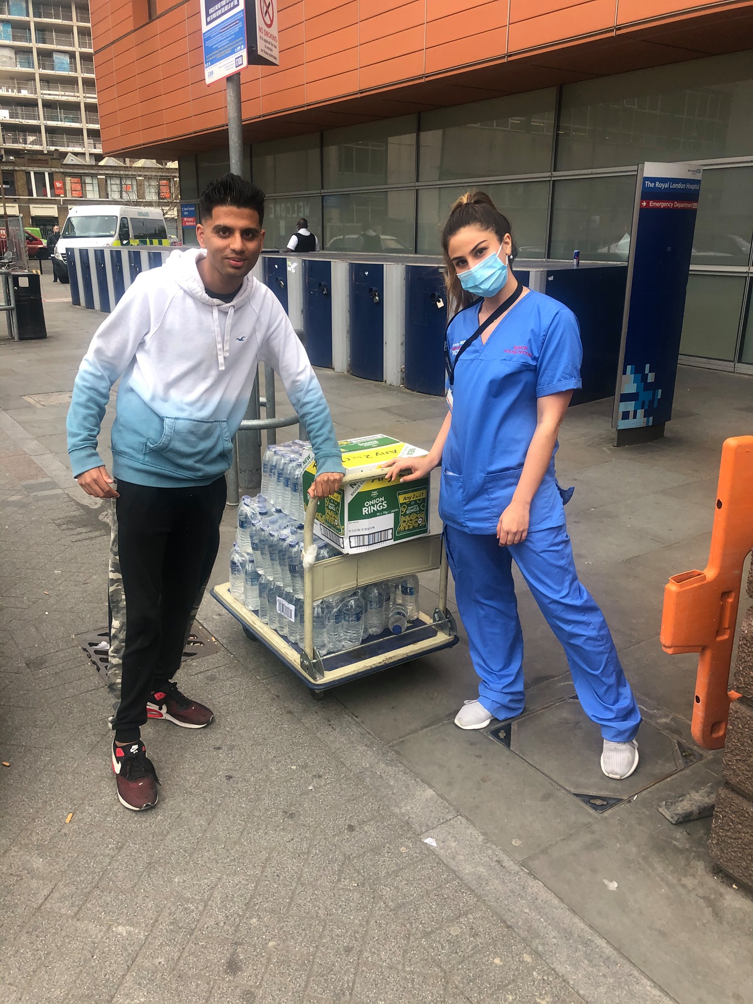 Neil Shonchhatra delivering water to a local hospital