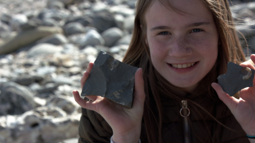 Evie Swire fossil-hunting in Dorset